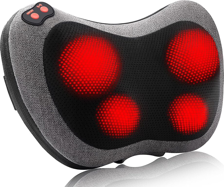 Shiatsu Back and Neck Massager with Heat, Deep Tissue Kneading,Electric Massage Pillow for Back,Shoulders,Legs,Foot,Body Muscle Pain Relief,Use at Home,Car,Office