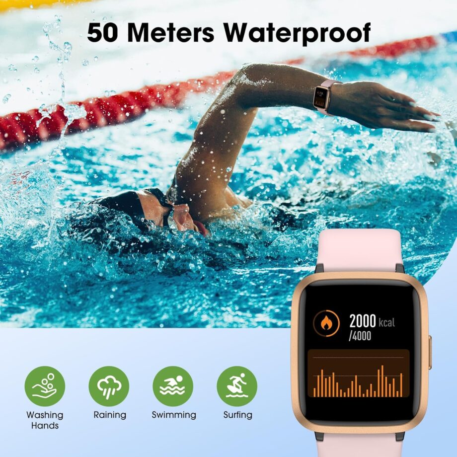 Fitness Tracker Watch with Heart Rate Monitor, Activity Tracker with Pedometer, Sleep Monitor, Calories & Step Counter,  Waterproof Smart Watch for Women Men Health Fitness Watch for Sports