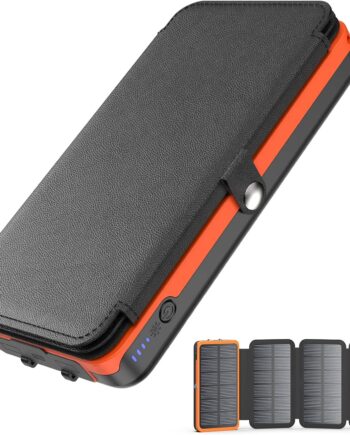 Solar Charger 27000mAh Power Bank 22.5W Fast Charging Portable Phone Charger with 4 Solar Panels USB C PD External Battery Pack with 3 USB Outputs for Cellphone Tablet