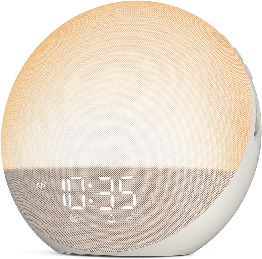 Sunrise Alarm Clock White Noise Machine: Natural Wake Up Light - Dimmable Clock with Bluetooth Speaker for Bedroom - 25 Sleep Sounds for Baby Adults Kids