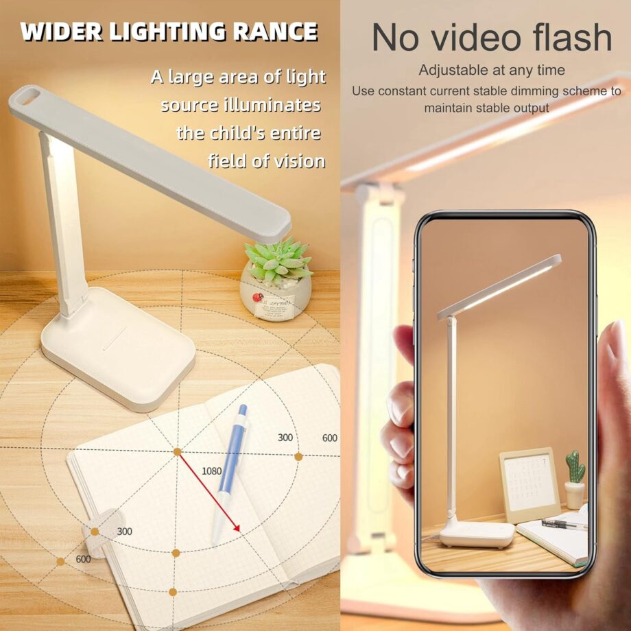 Desk Lamp Dimmable Desk Light Reading Lamp 3 Lighting Modes, Eye Protection Desk Lamp Desk Accessories, Study Desk Lamp Equipped  Charger Suitable for Home Office is for Gift Giving