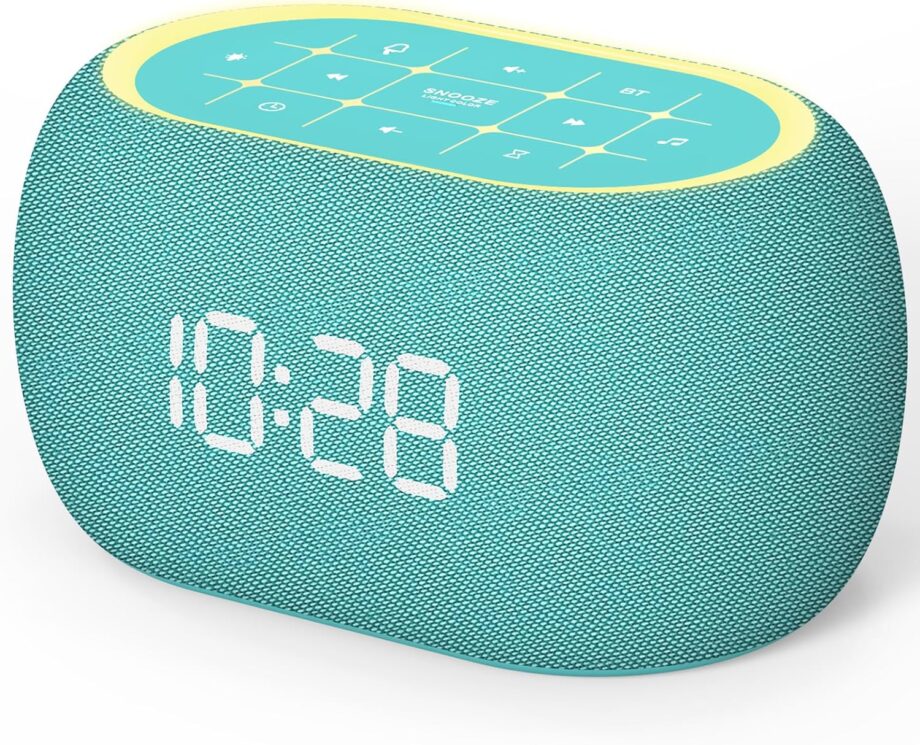 White Noise Sound Machine Alarm Clock with HiFi Bluetooth Speaker, 21 Soothing Sounds/7 Night Lights/8 Alarm Sounds/30- Volume/0-100% Dimmer, Noise Maker for Boys Teens Kids Sleep, Bedroom