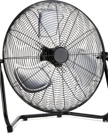 20" High-Velocity Heavy-Duty Industrial Floor Fan, 3 Speeds, Metal Construction and Aluminum Blades, Ideal for Industrial & Commercial Spaces, 125W, Black, 9.45"D x 23.43"W x 23.82"H