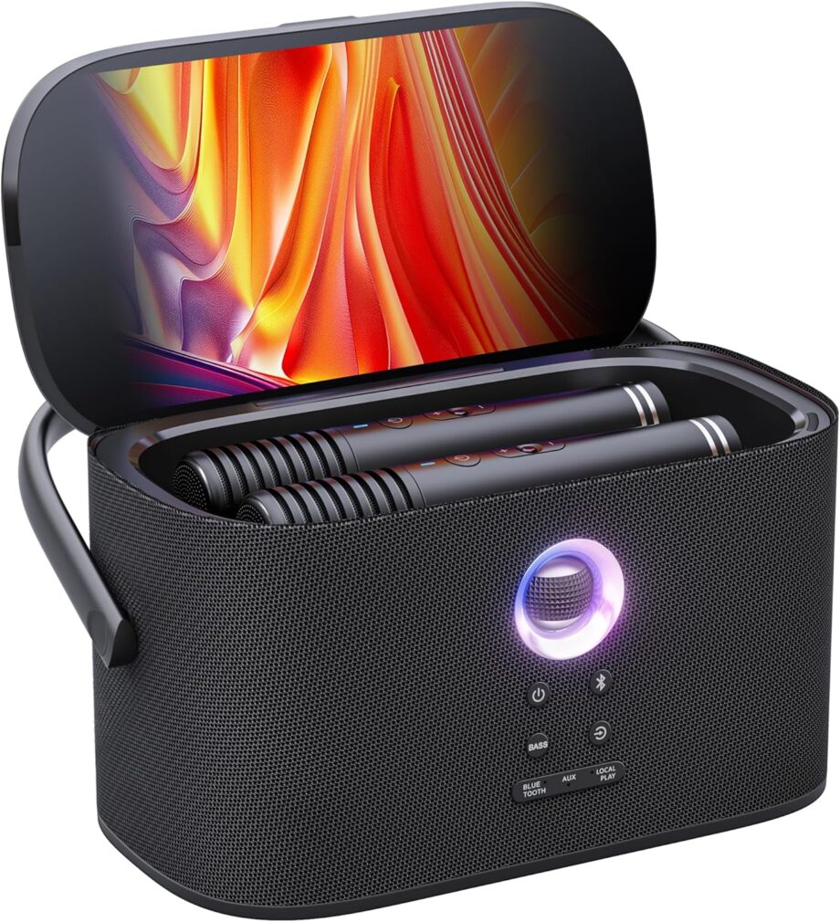 Portable Karaoke Machine for Adults, Built-in Lyrics Display and Screen, elf-Charging Wireless Microphones, Karaoke , 140W Speaker, Connects to TV for Home Party  Outdoor