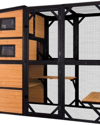 Aivituvin Large Cat Catio, 4 Tiers, Weatherproof Roof, 70"H x 77"L