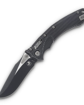 Microtech Amphibian RAM-LOK Fluted Distressed Black 3.87in Apoc Clip Point Blade MT137RL1FLDBK