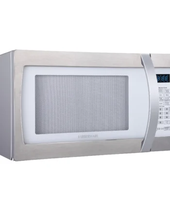 Farberware Professional 1.3 Cu. Ft. 1100-Watt Microwave Oven with Smart Sensor Cooking, White and Platinum