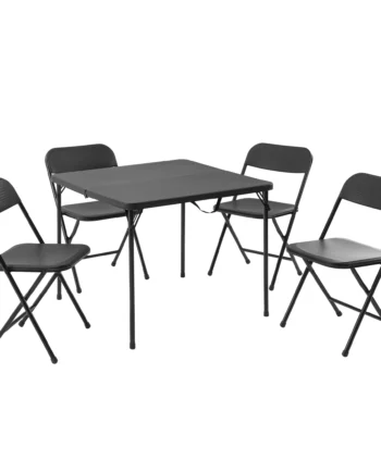 Mainstays 5 Piece Resin Card Folding Table and Four Folding Chairs Set, Black