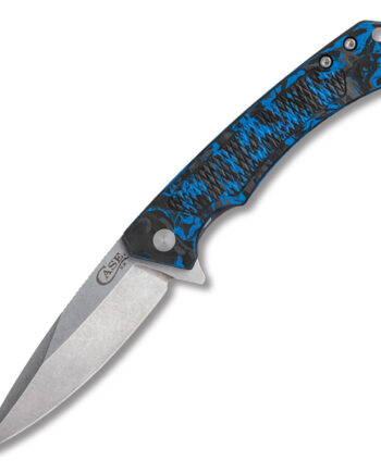 Case Marilla Framelock Folding Knife (2023 Blade Show Edition, Black and Blue Marbled Carbon Fiber) CA25895