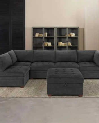 Thomasville Tisdale Fabric Sectional with Storage Ottoman
