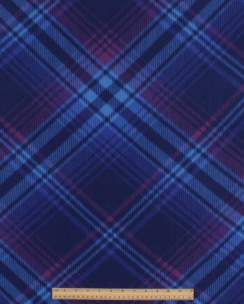 Blue Purple Diagonal Plaid Blizzard Prints Fleece Fabric