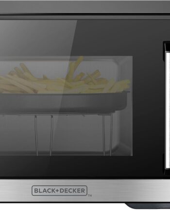 The 5-in-1 microwave oven features air baking, combined cooking, baking, barbecuing and convection cooking functions. It has a capacity of 0.9 cubic feet, a desktop design, stainless steel material, a power of 900 watts, and a child lock function.