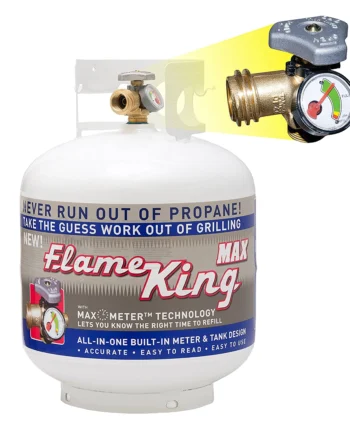Flame King 20 lb. Propane Cylinder with Type 1 Overfill Protection Device Valve and Built-In Gauge (Ships Empty)