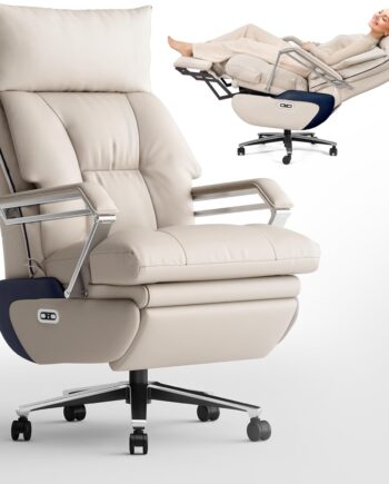 M80 Dual Motor Executive Office Chair with Footrest, Big & Tall, 420lbs, Beige
