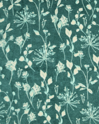 Green Floral Luxe Fleece Fabric