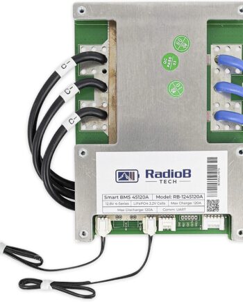 RadioB Tech Smart BMS 4S 12V 120A Lifepo4 Lithium Battery Management PCB Protection Board with Balance Leads and Wireless Bluetooth Module - Supports 4 Cells 12.8 Volts DIY Programmable