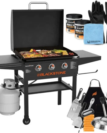 28 Inch Blackstone Griddle 2080 with Hood XL Griddle Original 3-Burner Outdoor Flat Top Grill, with Blackstone Griddle Accessories, Seasoning, and Wholesalehome Gloves and Cloth