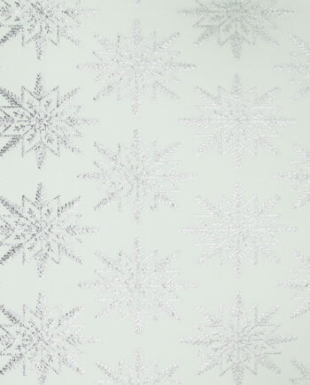 Silver Foil Snowflakes on White Pure Plush Fleece Fabric