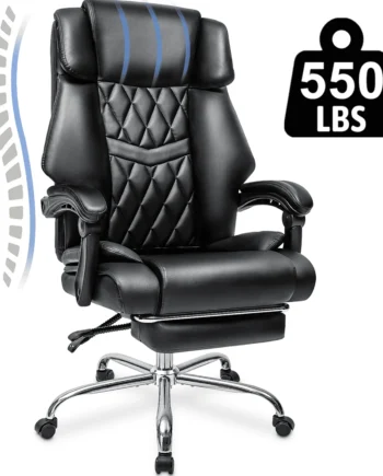 Hoffree Big and Tall Office Chair 500lb Computer Desk Chair Heavy Duty Design Ergonomic High Back Cushion Lumbar Back Support Adjustable Executive Leather Office Chair for Heavy People,Black