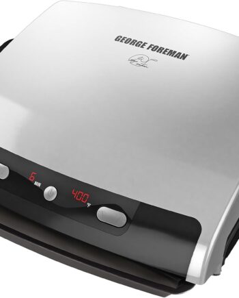 George Foreman 6-Serving Removable Plate Grill and Panini Press, Silver, GRP99,Silver and Black